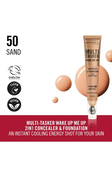 RIMMEL Multi-Tasker Wake Me Up Concealer & Foundation - 50 SAND