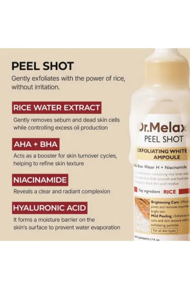DR.MELAXIN Peel Shot Glow White Rice Peeling Ampoule