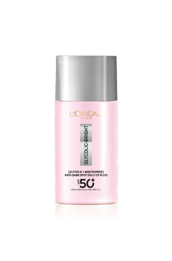 L’Oréal Paris Glycolic Bright Anti-Dark Spot Daily UV Fluid SPF 50+ with [Glycolic Acid + Niacinamide]